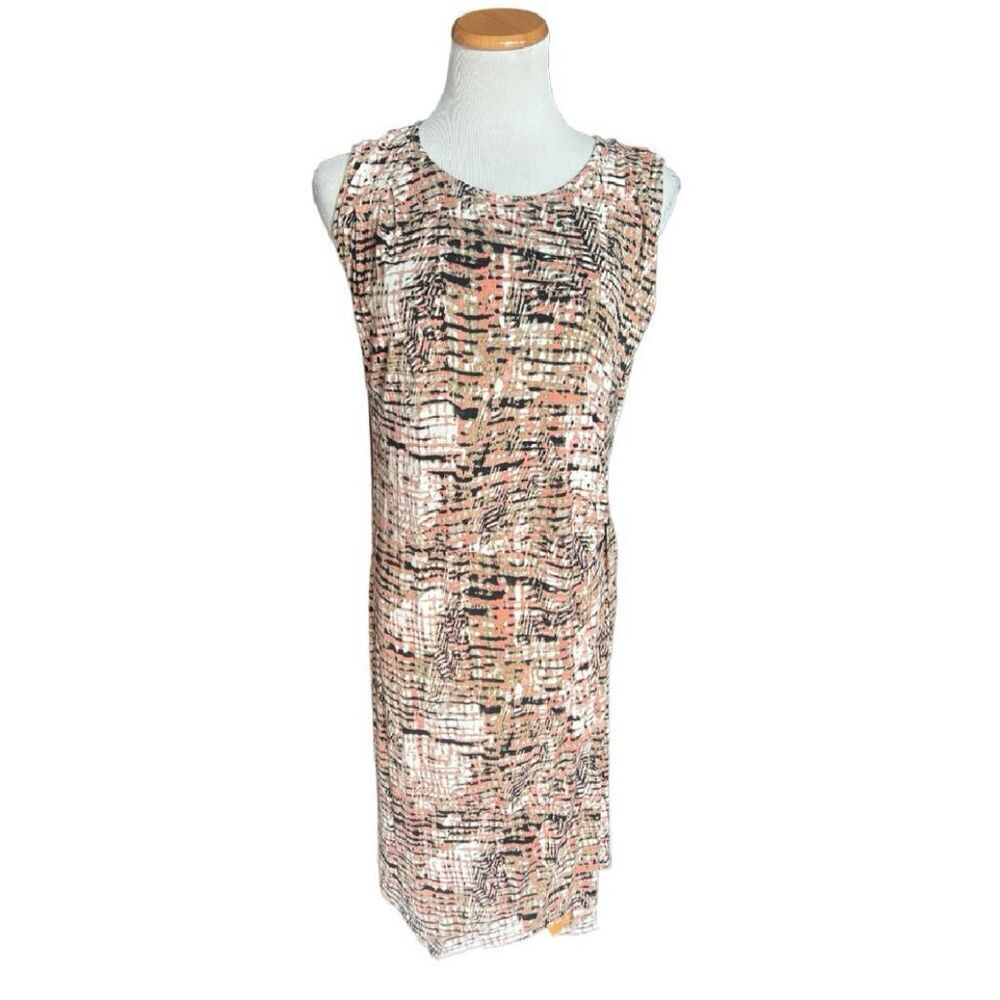 Womens Harve Bernard Abstract Criss-Cross Jersey Knit Sleeveless Dress - Sz L